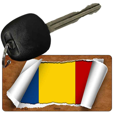 Chad Flag Scroll Novelty Aluminum Key Chain KC-9154