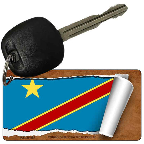 Congo Democratic Republic Flag Scroll Novelty Aluminum Key Chain KC-9162