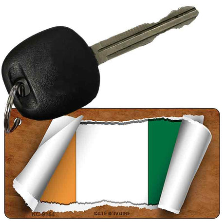 Cote D'Ivoire Flag Scroll Novelty Aluminum Key Chain KC-9164