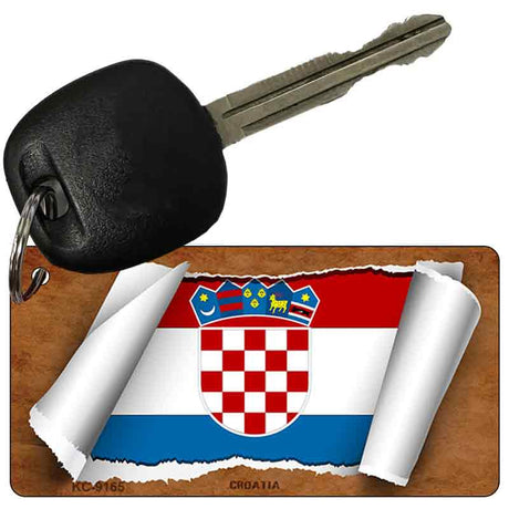 Croatia Flag Scroll Novelty Aluminum Key Chain KC-9165