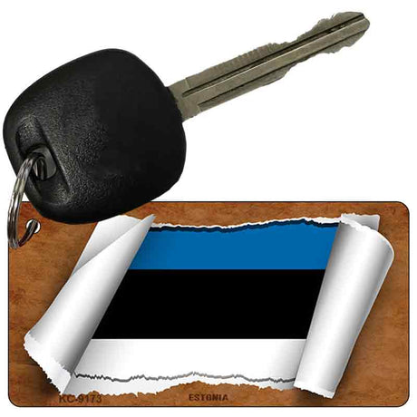 Estonia Flag Scroll Novelty Aluminum Key Chain KC-9173