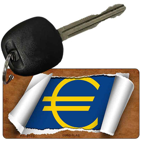 Euro Flag Scroll Novelty Aluminum Key Chain KC-9175