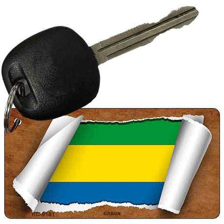 Gabon Flag Scroll Novelty Aluminum Key Chain KC-9181