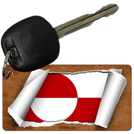 Greenland Flag Scroll Novelty Aluminum Key Chain KC-9184