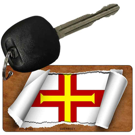 Guernsey Flag Scroll Novelty Aluminum Key Chain KC-9188