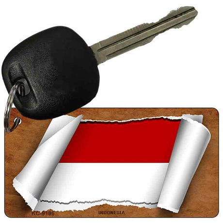 Indonesia Flag Scroll Novelty Aluminum Key Chain KC-9196