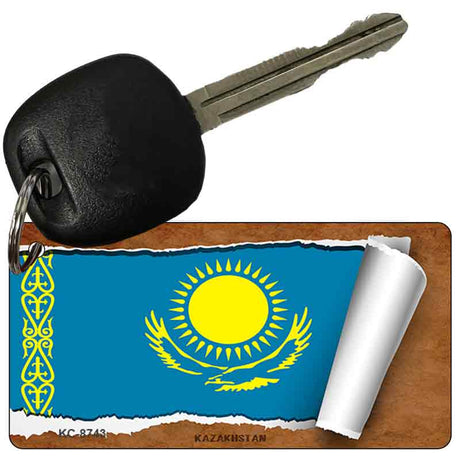 Kazakhstan Flag Scroll Novelty Aluminum Key Chain KC-9203