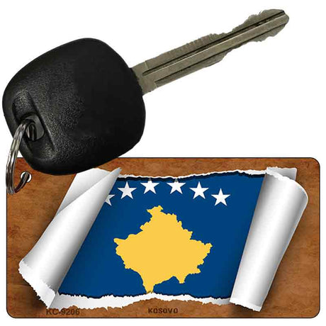 Kosovo Flag Scroll Novelty Aluminum Key Chain KC-9206