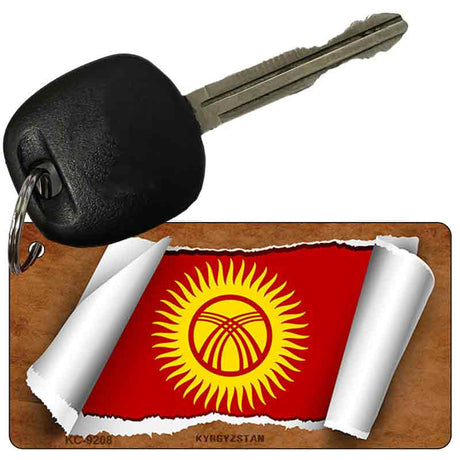 Kyrgyzstan Flag Scroll Novelty Aluminum Key Chain KC-9208