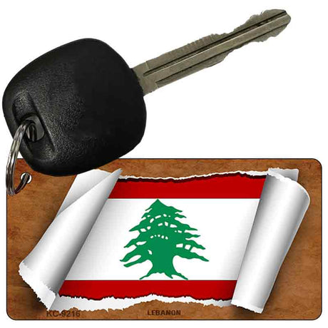 Lebanon Flag Scroll Novelty Aluminum Key Chain KC-9216