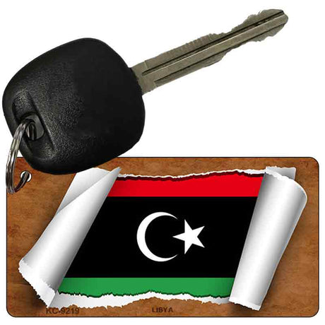 Libya Flag Scroll Novelty Aluminum Key Chain KC-9219