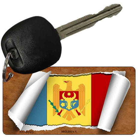 Moldova Flag Scroll Novelty Aluminum Key Chain KC-9225