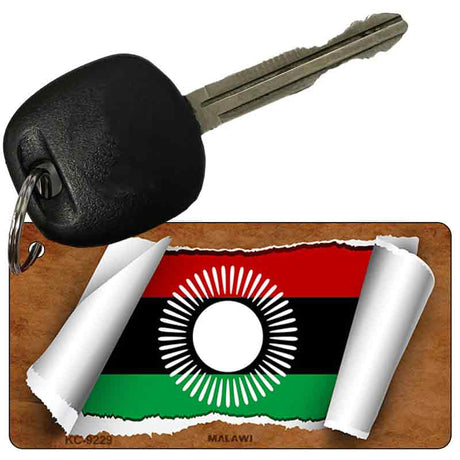 Malawi Flag Scroll Novelty Aluminum Key Chain KC-9229