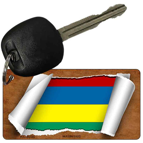 Mauritius Flag Scroll Novelty Aluminum Key Chain KC-9236