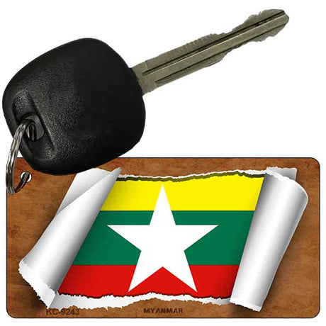 Myanmar Flag Scroll Novelty Aluminum Key Chain KC-9243