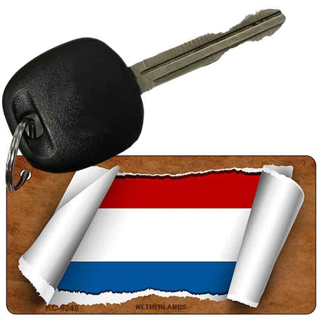 Netherlands Flag Scroll Novelty Aluminum Key Chain KC-9248