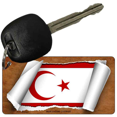 Northern Cyprus Flag Scroll Novelty Aluminum Key Chain KC-9254