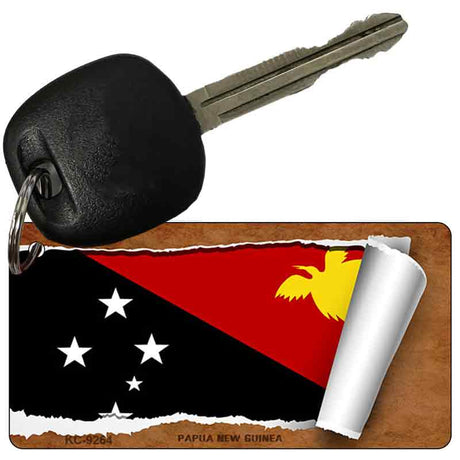 Papua New Guinea Flag Scroll Novelty Aluminum Key Chain KC-9264