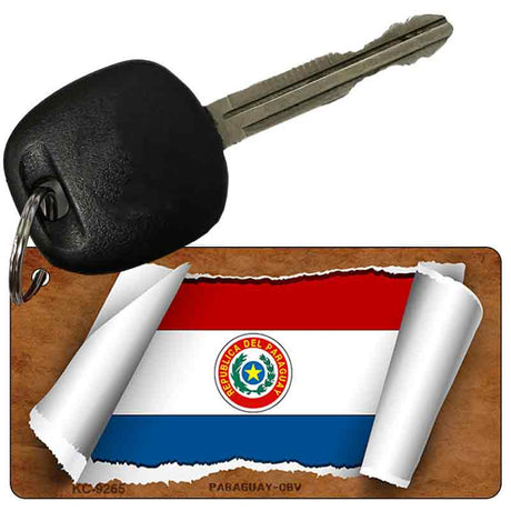 Paraguay-OBV Flag Scroll Novelty Aluminum Key Chain KC-9265