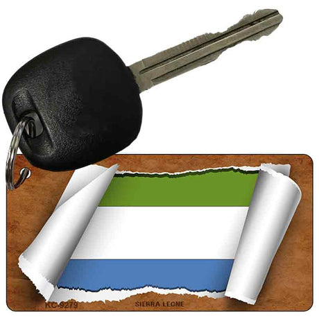 Sierra Leone Flag Scroll Novelty Aluminum Key Chain KC-9279