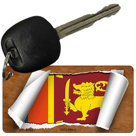 Sri Lanka Flag Scroll Novelty Aluminum Key Chain KC-9288