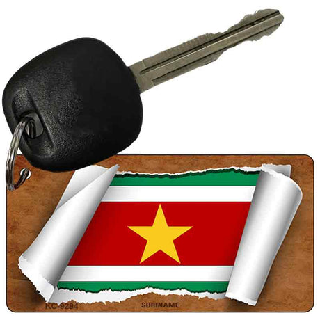 Suriname Flag Scroll Novelty Aluminum Key Chain KC-9294