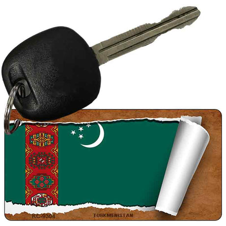 Turkmenistan Flag Scroll Novelty Aluminum Key Chain KC-9304