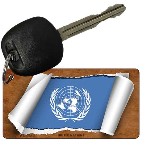 United Nations Flag Scroll Novelty Aluminum Key Chain KC-9310