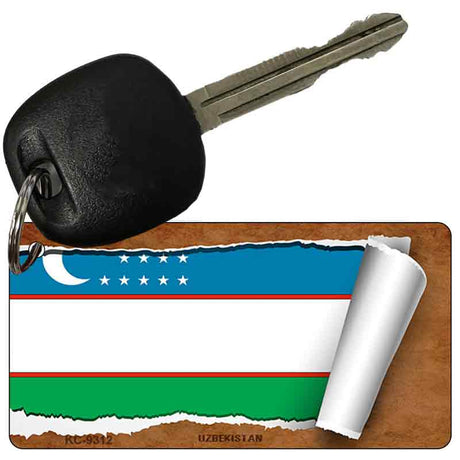 Uzbekistan Flag Scroll Novelty Aluminum Key Chain KC-9312