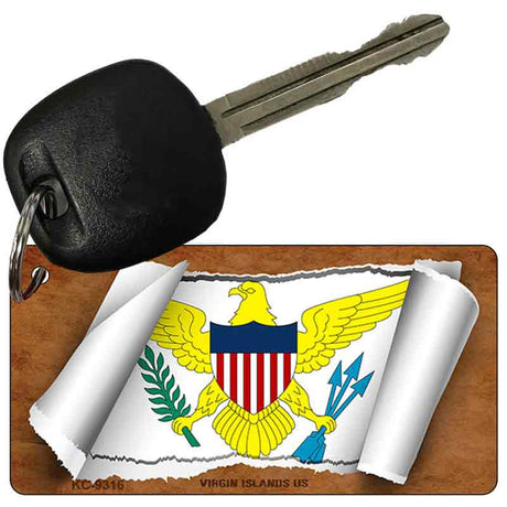 Virgin Islands US Flag Scroll Novelty Aluminum Key Chain KC-9316