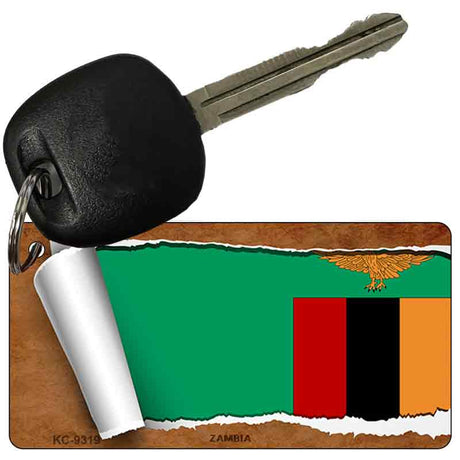 Zambia Flag Scroll Novelty Aluminum Key Chain KC-9319