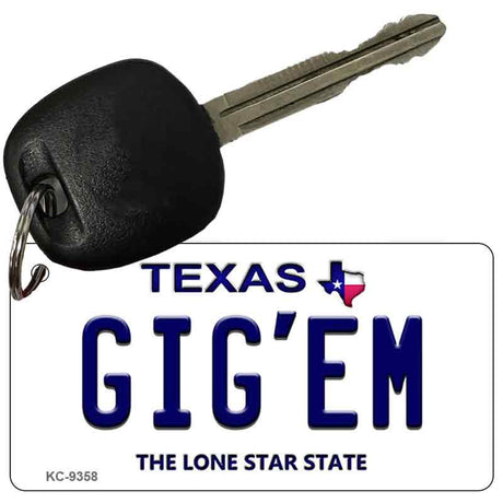 Gig'em Texas Novelty Aluminum Key Chain KC-9358