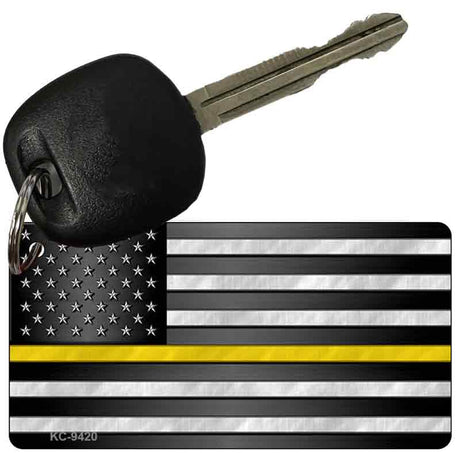 American Flag Thin Yellow Line Novelty Metal Key Chain KC-9420