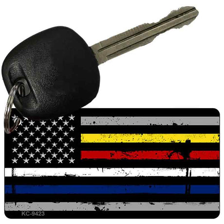 American Flag Police / Fire / EMS Novelty Metal Key Chain KC-9423