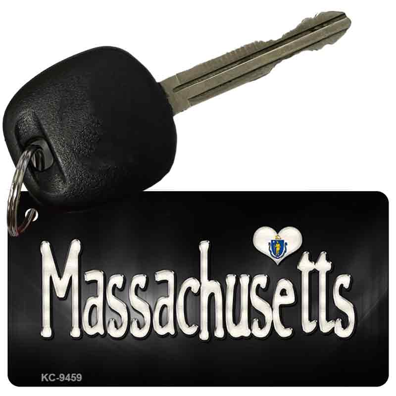 Massachusetts Flag Script Novelty Aluminum Key Chain KC-9459