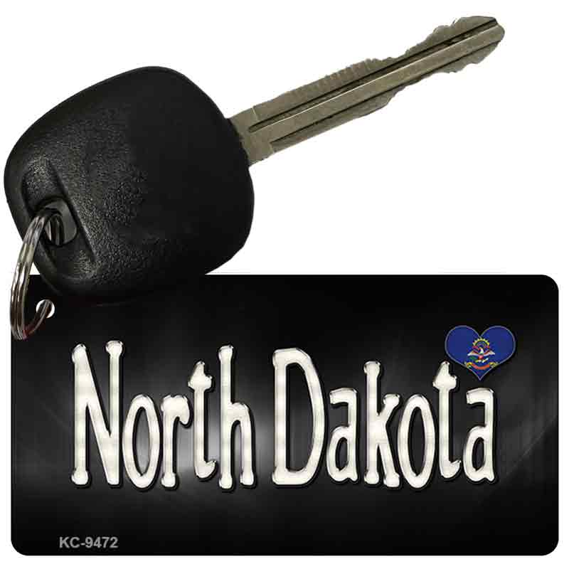 North Dakota Flag Script Novelty Aluminum Key Chain KC-9472