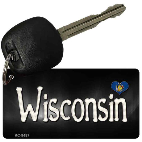 Wisconsin Flag Script Novelty Aluminum Key Chain KC-9487