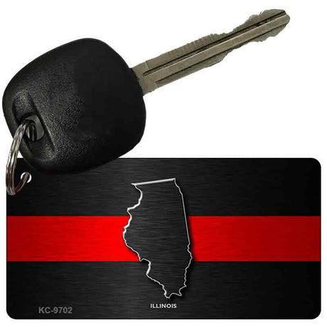 Illinois Thin Red Line Novelty Metal Key Chain KC-9702