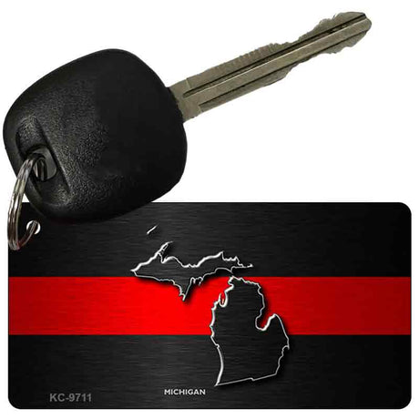 Michigan Thin Red Line Novelty Metal Key Chain KC-9711