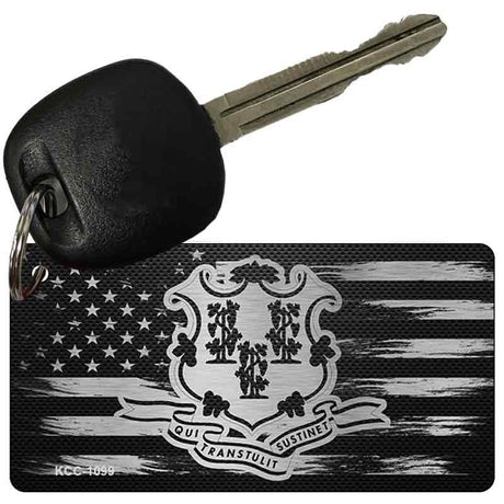 Connecticut Carbon Fiber Effect Novelty Metal Key Chain KCC-1099