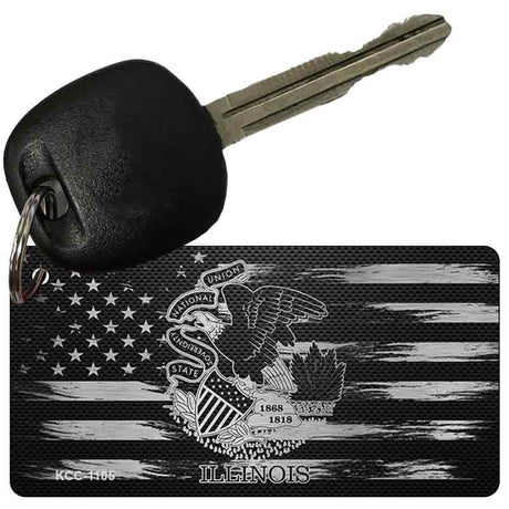 Illinois Carbon Fiber Effect Novelty Metal Key Chain KCC-1105