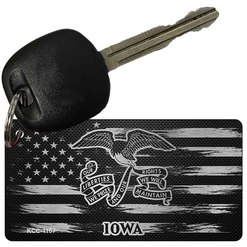 Iowa Carbon Fiber Effect Novelty Metal Key Chain KCC-1107