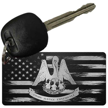 Louisiana Carbon Fiber Effect Novelty Metal Key Chain KCC-1110