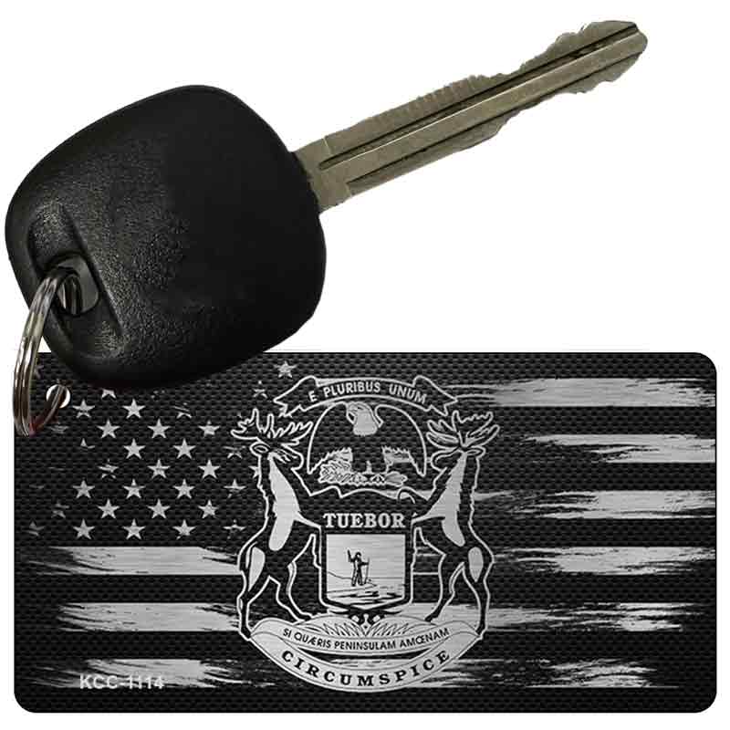 Michigan Carbon Fiber Effect Novelty Metal Key Chain KCC-1114