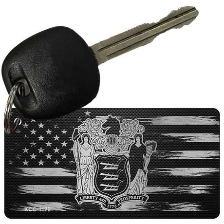 New Jersey Carbon Fiber Effect Novelty Metal Key Chain KCC-1122