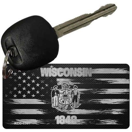 Wisconsin Carbon Fiber Effect Novelty Metal Key Chain KCC-1141