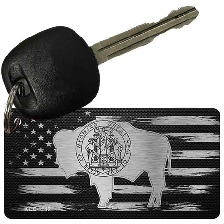 Wyoming Carbon Fiber Effect Novelty Metal Key Chain KCC-1142