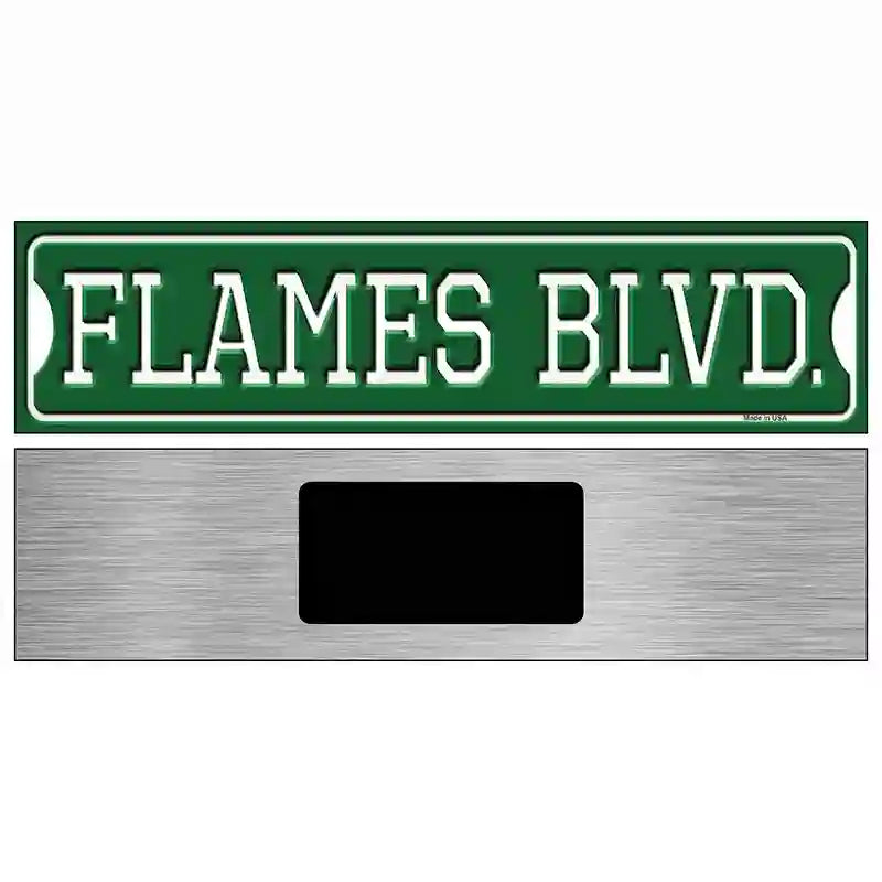 Flames Blvd Novelty Metal Street Sign 6" x 1.5" (KM)