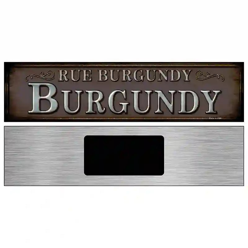 Rue Burgundy Novelty Metal Street Sign 6" x 1.5" (KM)