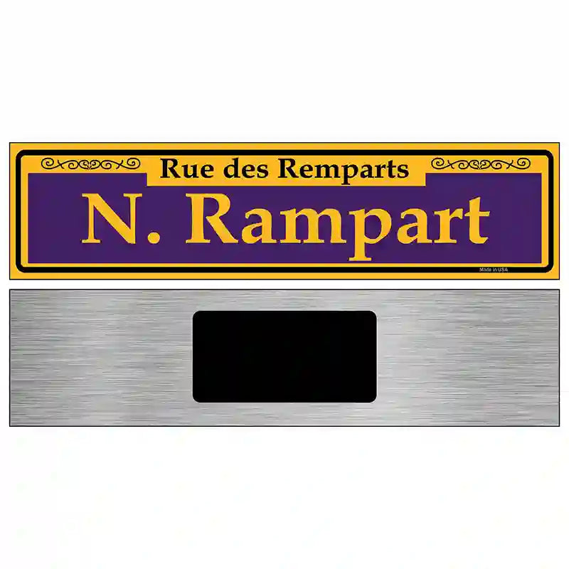 N. Rampart Purple Novelty Metal Street Sign 6" x 1.5" (KM)